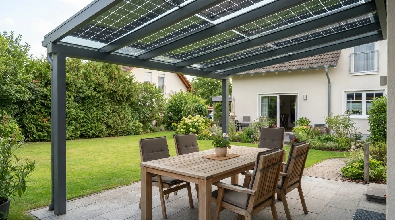 Solar-Terrassendach: Genehmigung, Ertrag, Kosten und Steuer